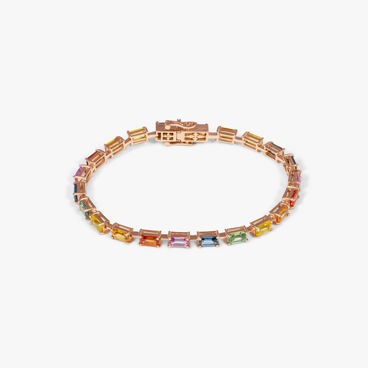 Arcobaleno Bracelet In 18K Rose Gold with Multi Colour Sapphire