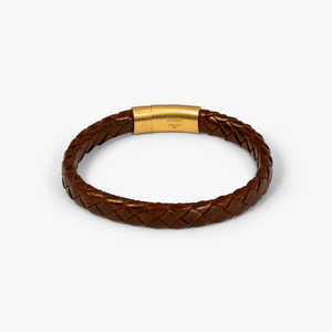 Brown Yellow Gold Plated Graffiato Oval Bracelet