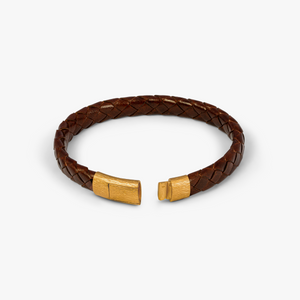 Brown Yellow Gold Plated Graffiato Oval Bracelet