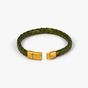 Green Yellow Gold Plated Graffiato Oval Bracelet