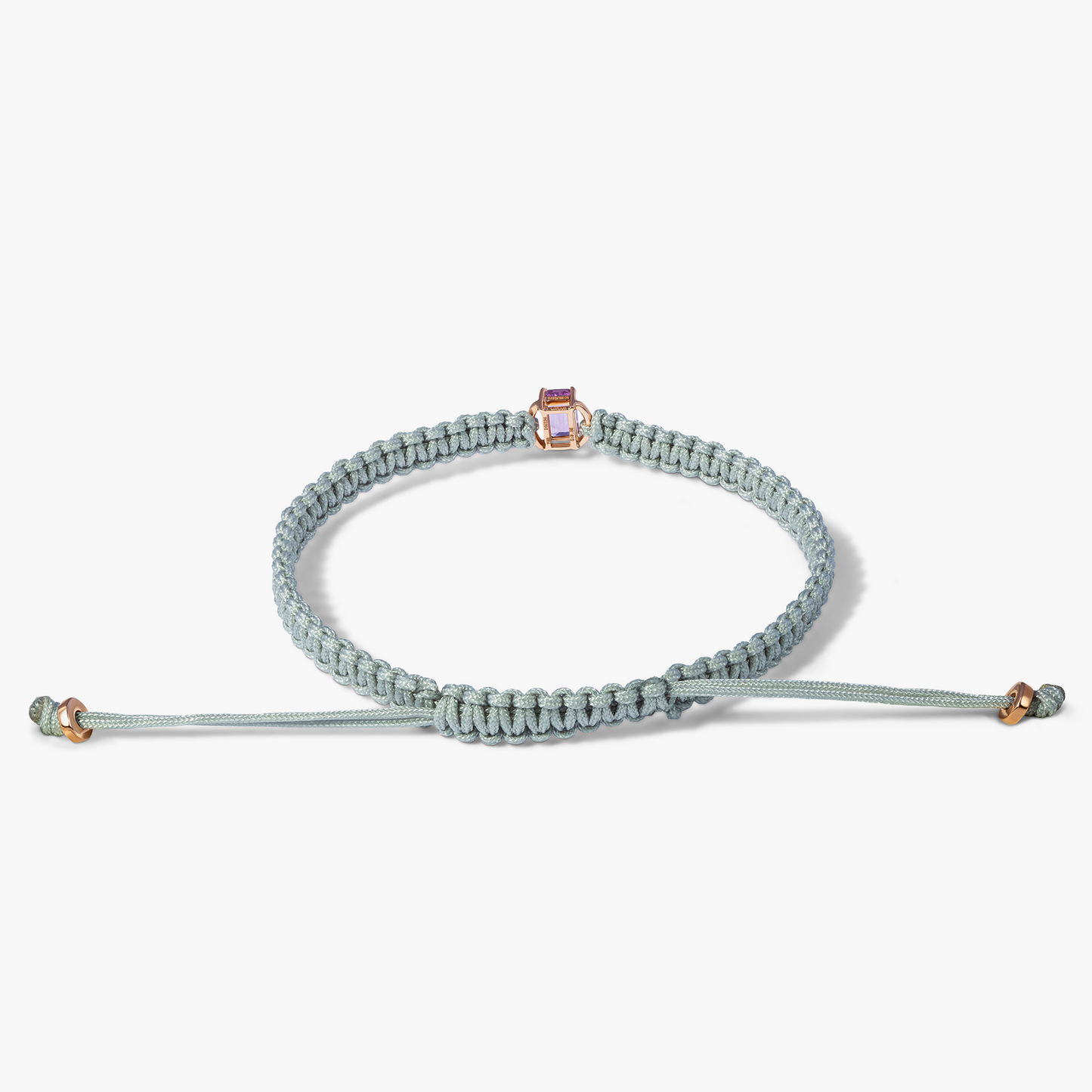 Macrame Bracelet In 18K Rose Gold With Pink Sapphire