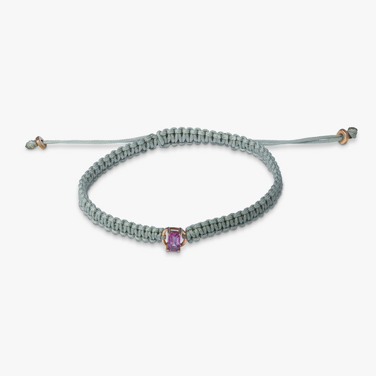 Macrame Bracelet In 18K Rose Gold With Pink Sapphire