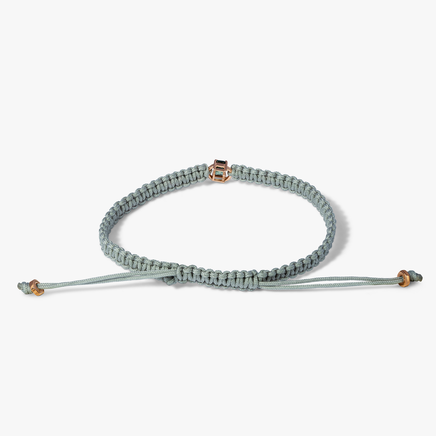 Macrame Bracelet In 18K Rose Gold with Green Sapphire