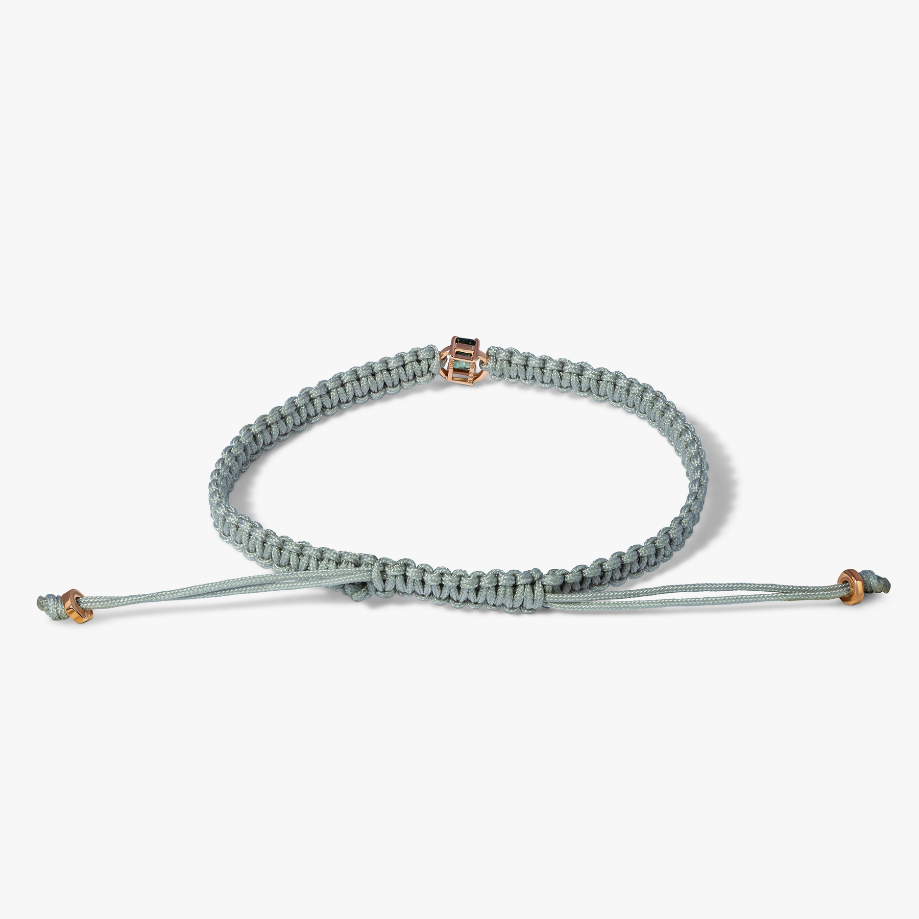 Macrame Bracelet In 18K Rose Gold with Green Sapphire