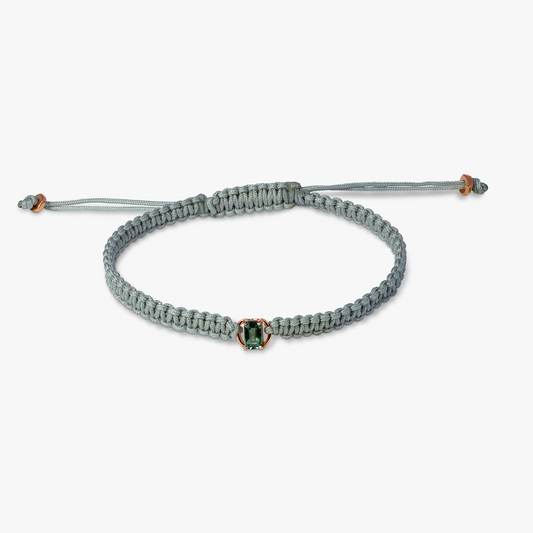 Macrame Bracelet In 18K Rose Gold with Green Sapphire