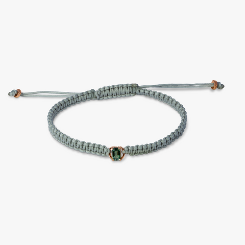 Green Sapphire Macramé Bracelet- 18 Karat Gold 