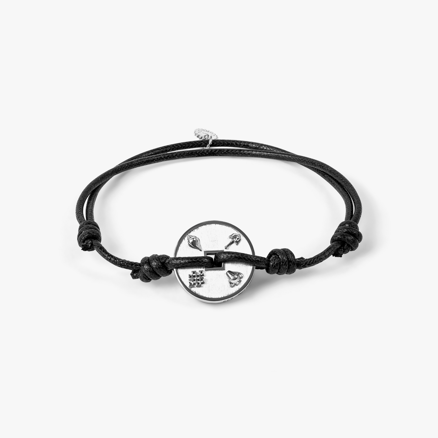 Lhasa Auspicious Coin Cord Bracelet In Black