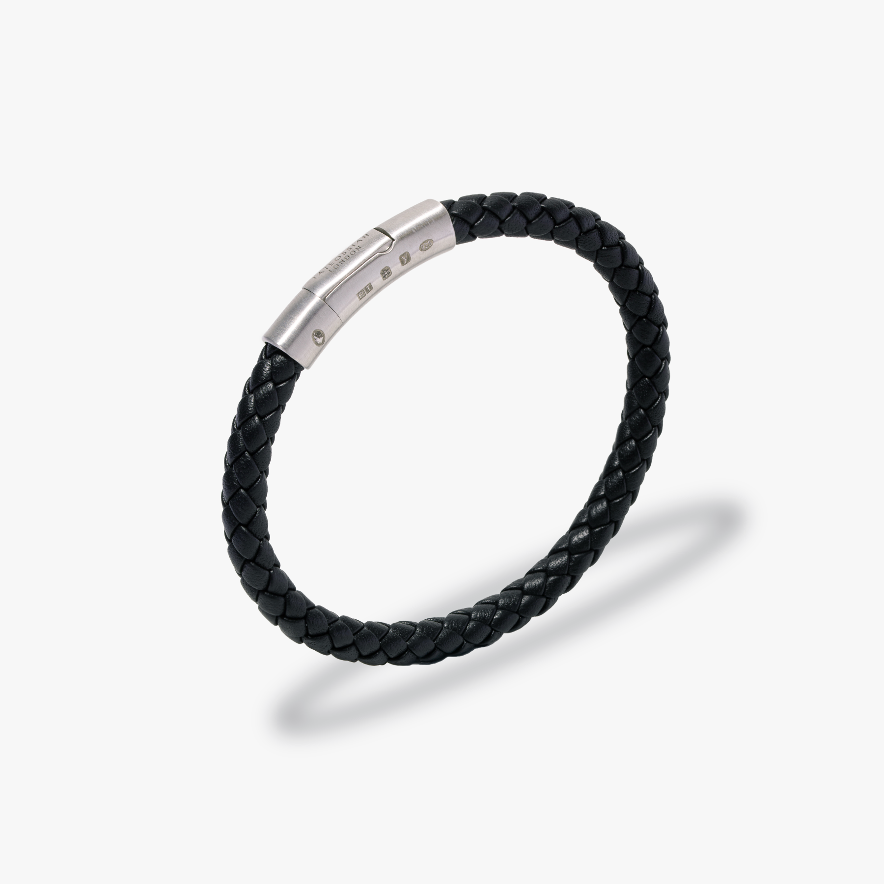Black Plaited Leather Bracelet
