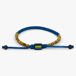 Macrame Sepente Pride Bracelet In Blue With IP Black Plated & Stainless Steel