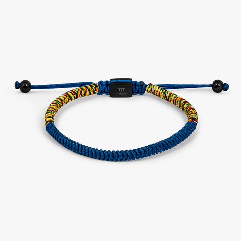 Macrame Sepente Pride Bracelet In Blue With IP Black Plated & Stainless Steel