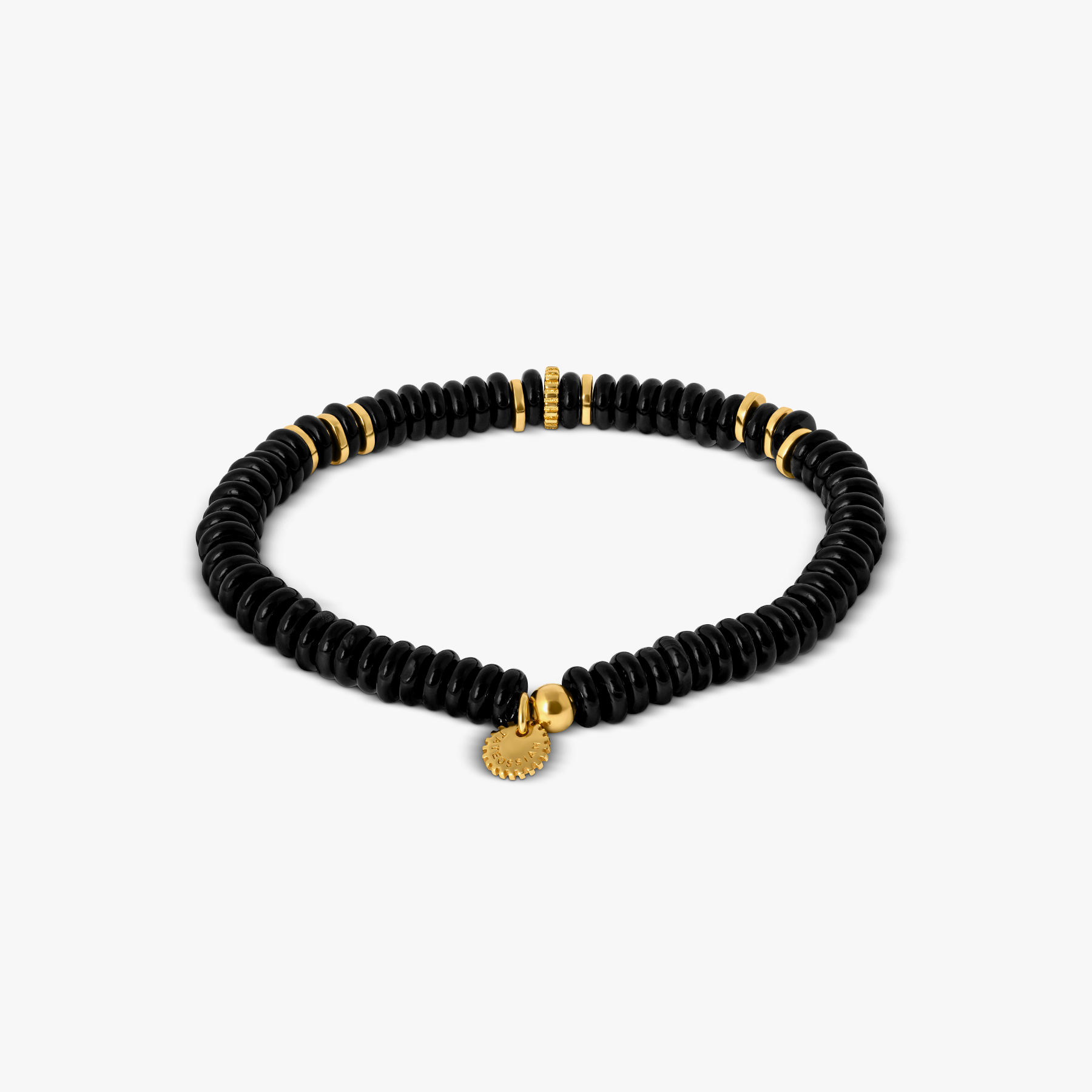 Positano Beaded Bracelet In Black With 18K Yellow Gold Plated
