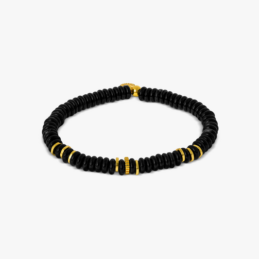 Positano Beaded Bracelet In Black With 18K Yellow Gold Plated  