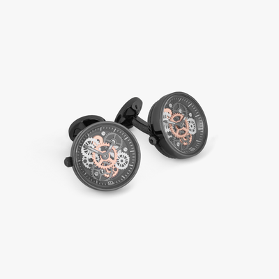 Skull cufflink with black carbon fibre – Tateossian USA