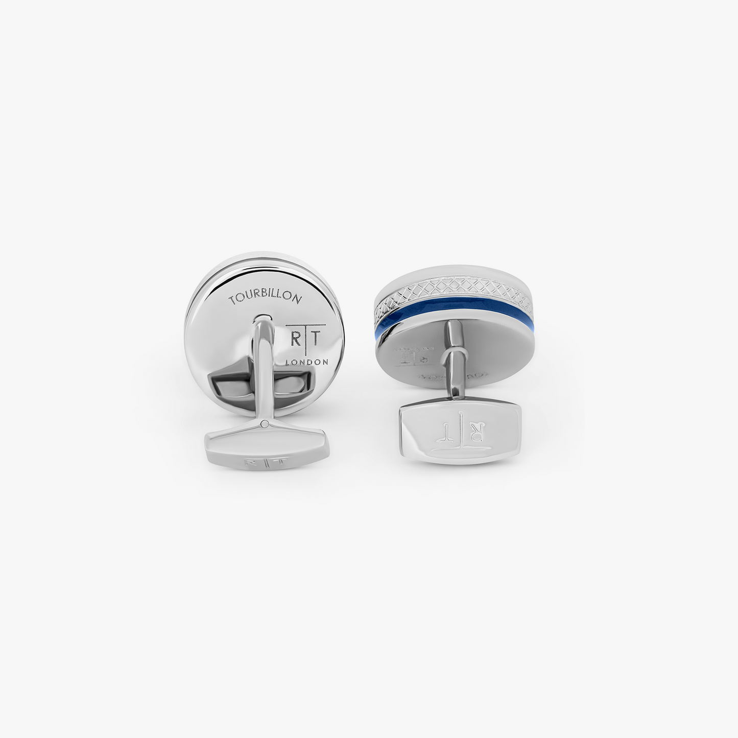 Pop Tourbillon Cufflinks In Blue With Palladium Plated