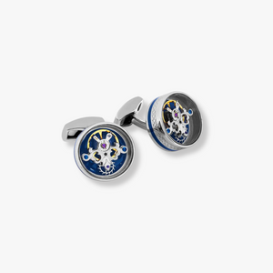 Pop Tourbillon Cufflinks In Blue With Palladium Plated