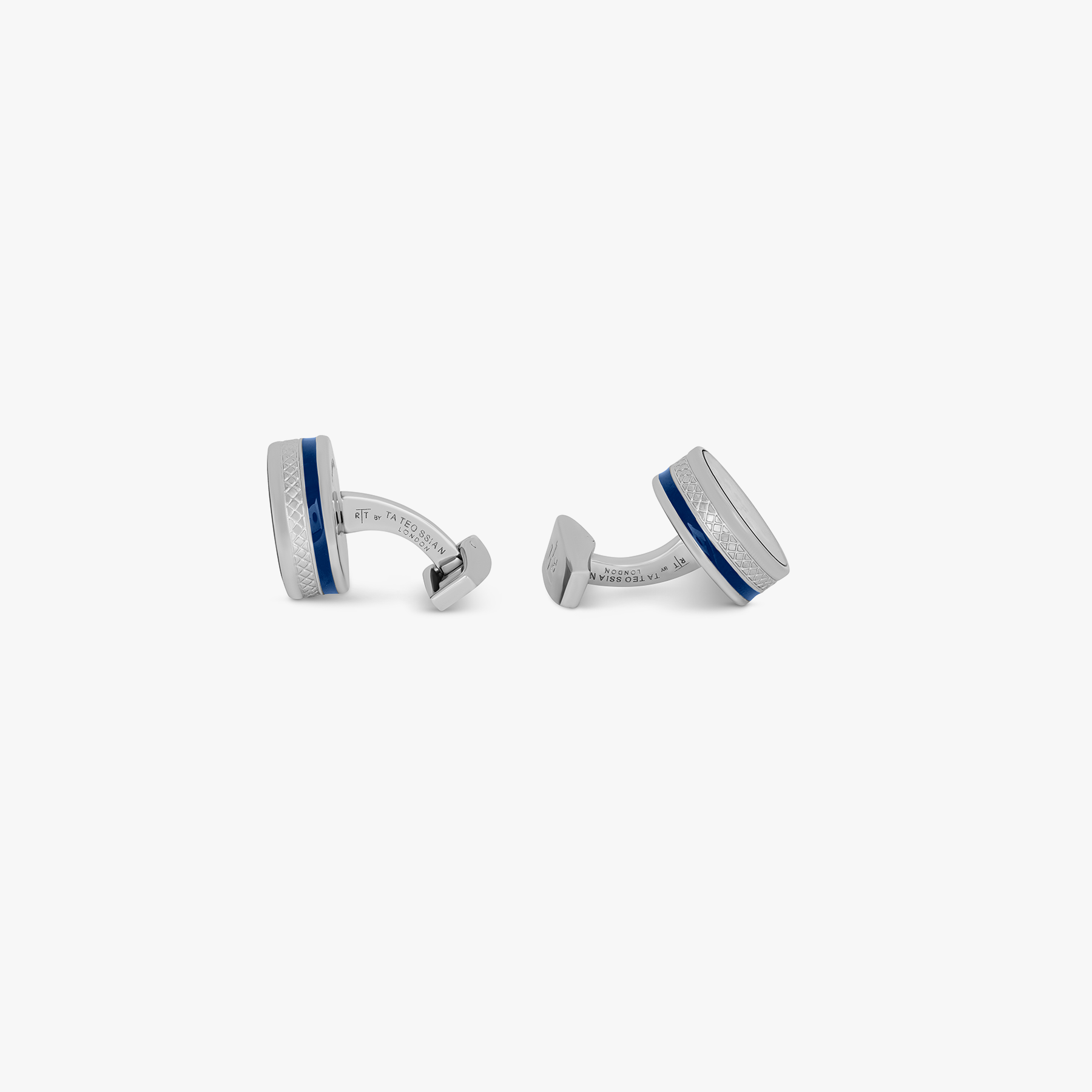 Skull Tourbillon Cufflinks In Blue With Palladium Plated