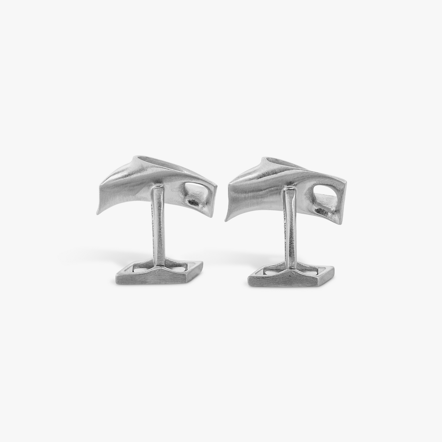 ZAHA HADID DESIGN Tyne cufflinks in palladium plated stainless steel brushed