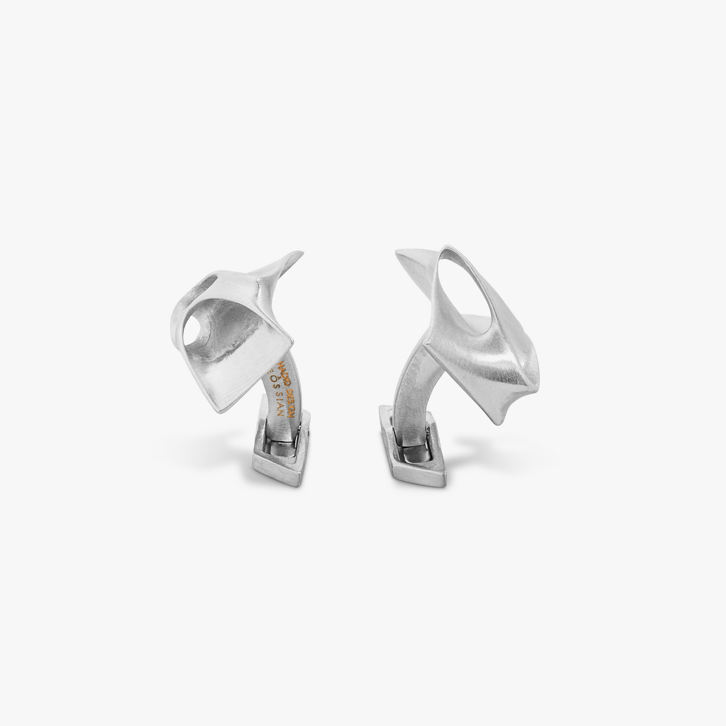 ZAHA HADID DESIGN Tyne cufflinks in palladium plated stainless steel brushed