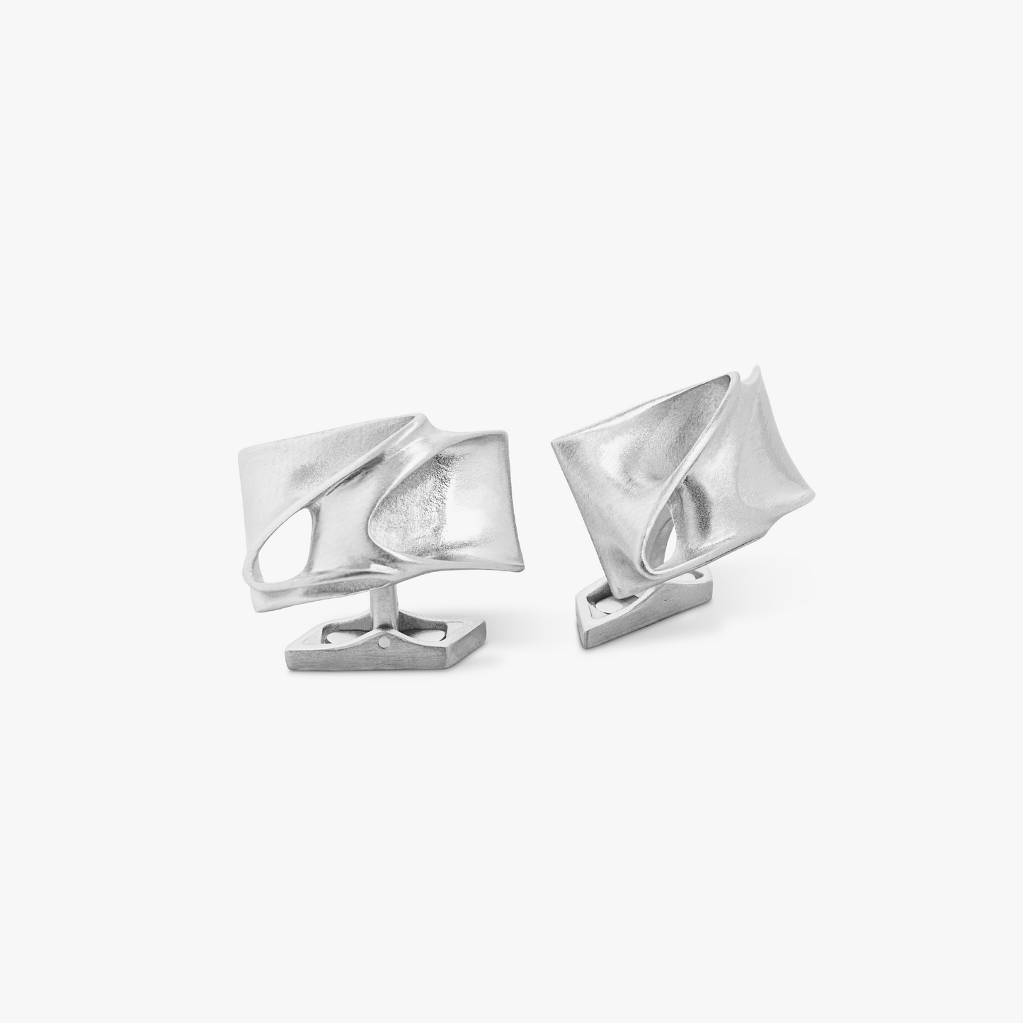 ZAHA HADID DESIGN Tyne cufflinks in palladium plated stainless steel brushed