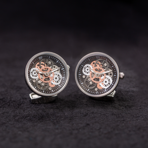 Vintage Gear Watch Cufflinks In Silver With Rhodium Plated Steel (Limited Edition)