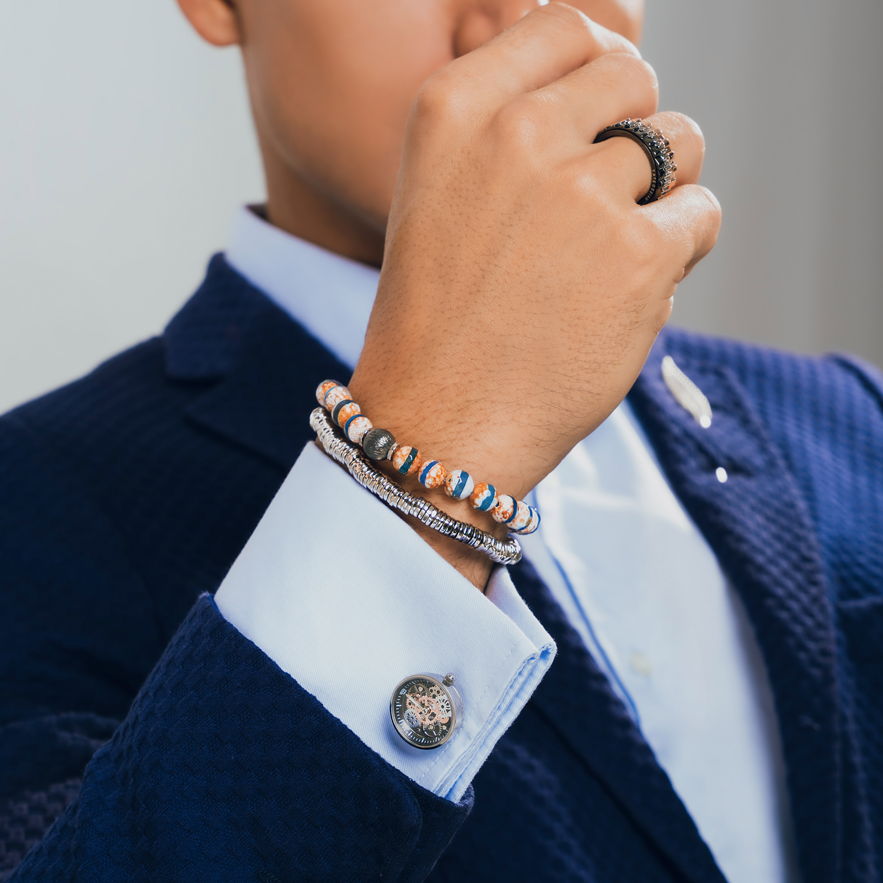 Vintage Gear Watch Cufflinks In Silver With Rhodium Plated Steel