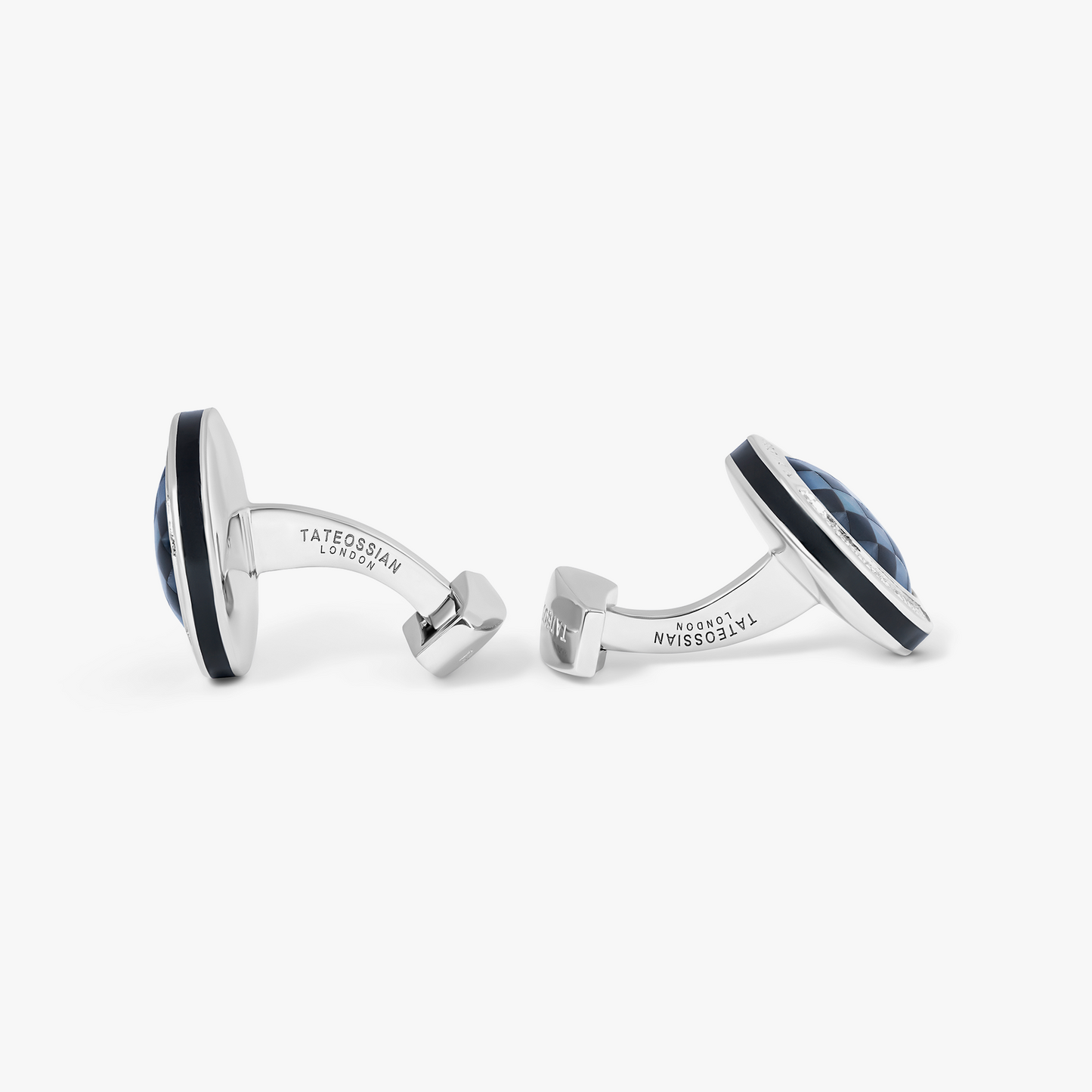 Signature Round Cufflinks in Rhodium Plated Silver with Signature Round Cufflinks in Rhodium Plated Silver with