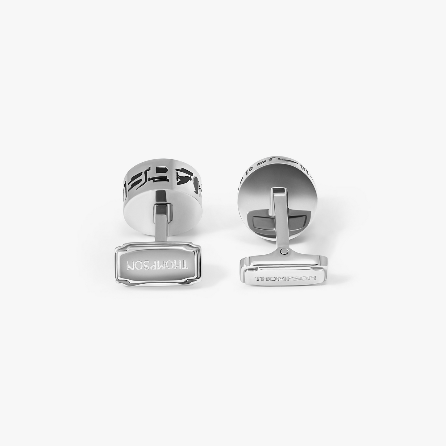 THOMPSON Black Stainless Steel Hieroglyphic Cufflinks