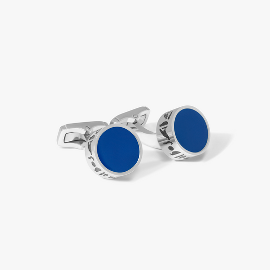 THOMPSON Blue Stainless Steel Hieroglyphic Cufflinks