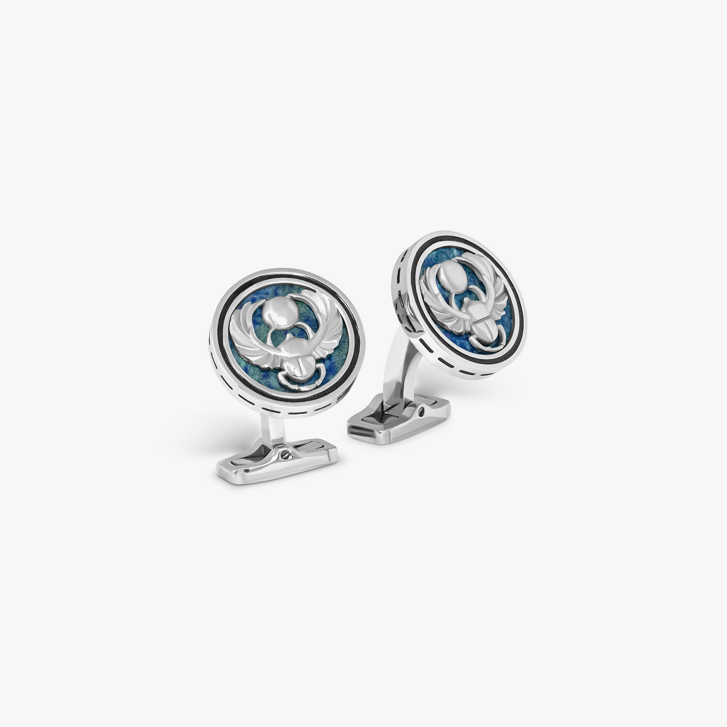 THOMPSON Blue Stainless Steel Egyptian Icon Cufflinks