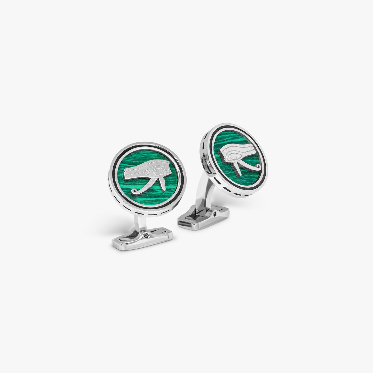 THOMPSON Green Stainless Steel Egyptian Icon Cufflinks