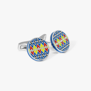 THOMPSON Blue Stainless Steel Cairo Cufflinks