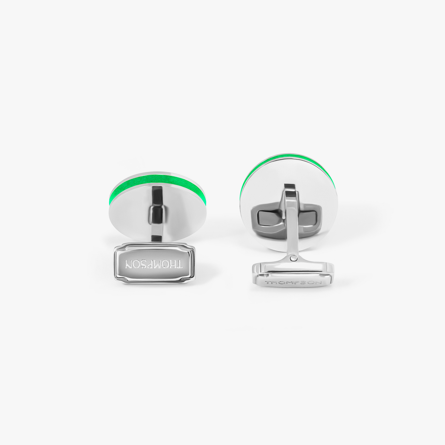 THOMPSON Green Stainless Steel Cairo Cufflinks