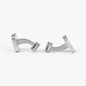 Engravable Square Cufflinks In Silver With Stainless Steel