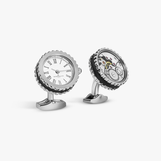 Silver Palladium Plated Vintage Heritage Skeleton Watch Cufflinks