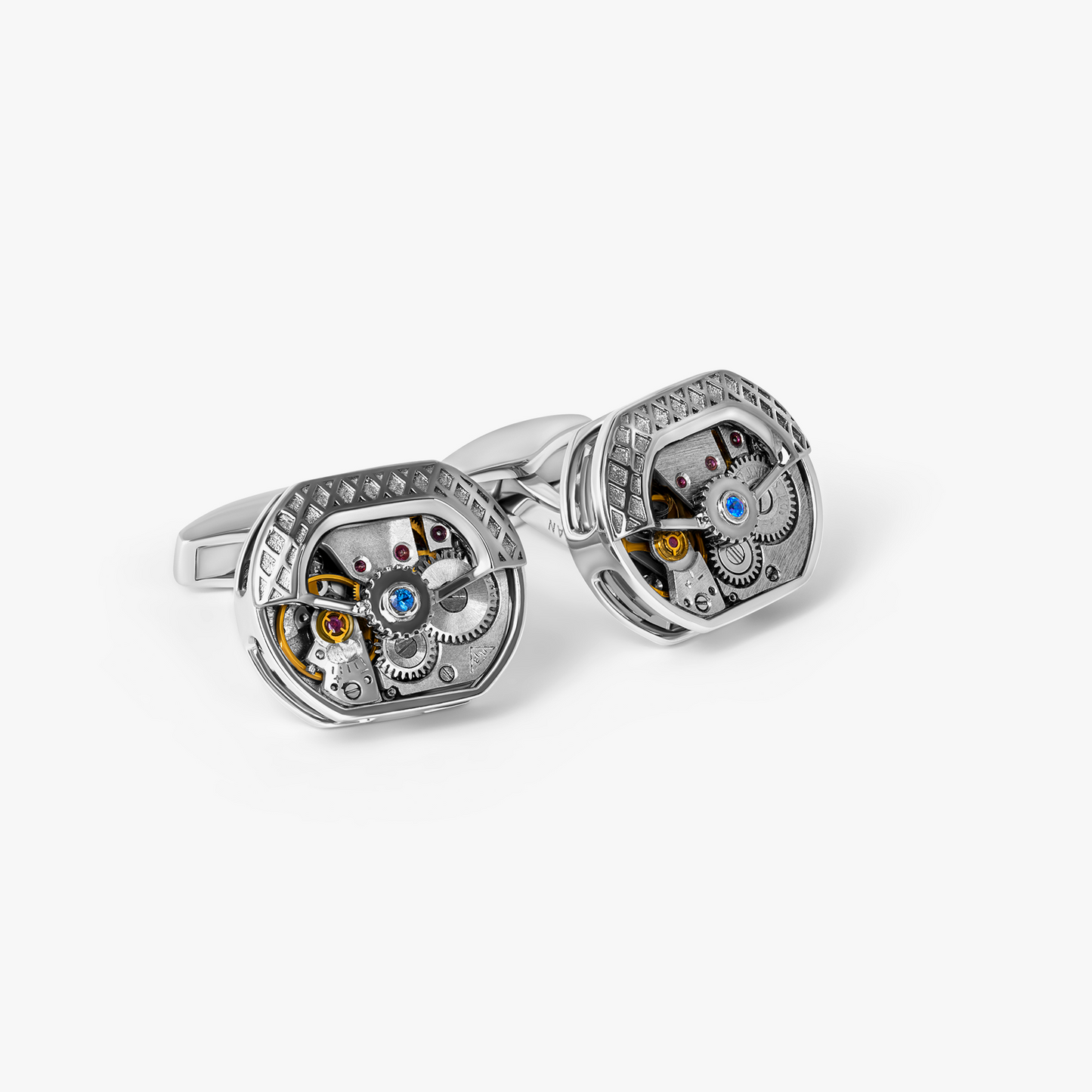 Tonneau Skeleton Cufflinks In Rhodium Plated Silver (Limited Tonneau Skeleton Cufflinks In Rhodium Plated Silver (Limited