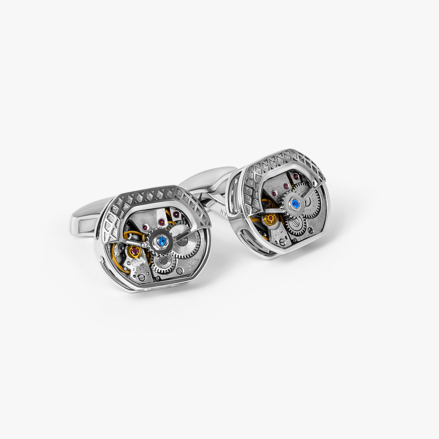 Tonneau Skeleton Cufflinks In Rhodium Plated Silver (Limited Edition)