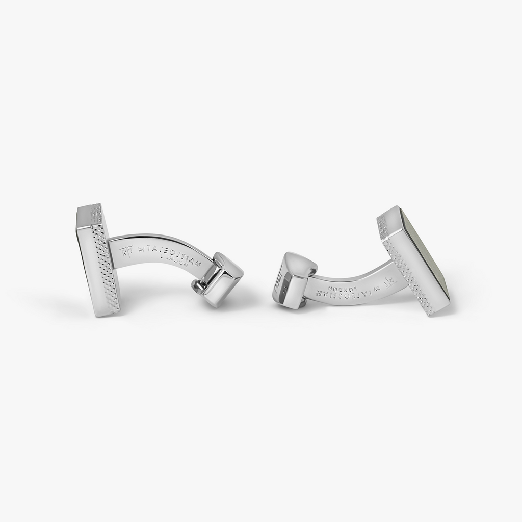 Prince Of Wales Tweed Cufflinks In Palladium Plated & Rose Gold