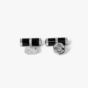 Regalia Whaletail Cufflinks In Black Carbon Fibre With Stainless Steel