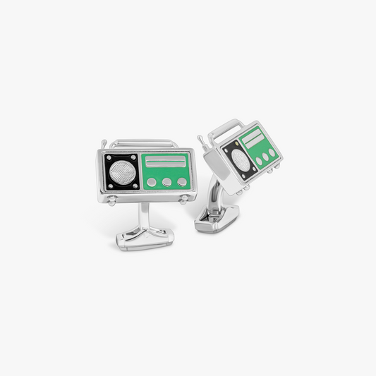 THOMPSON Vintage Radio Cufflinks In Palladium Plated