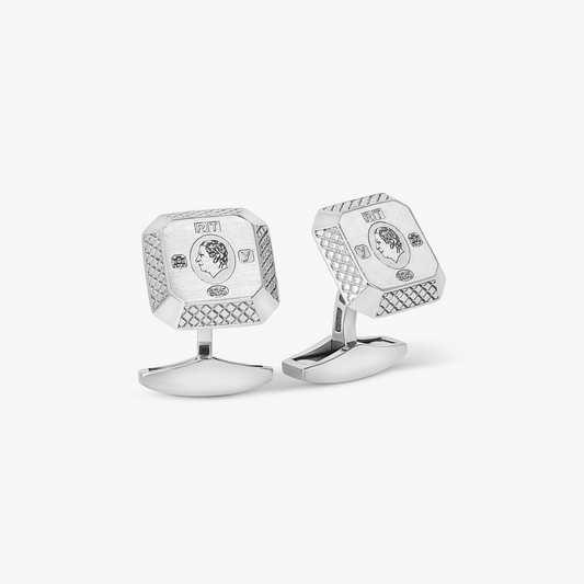 Signature Octo Regalia Cufflinks In Rhodium Silver