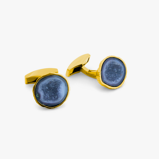 Geode Cufflinks In 18K Yellow Gold Plated Silver