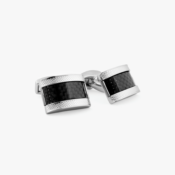 D-Shape Cufflinks with Black Carbon Fibre – Tateossian USA