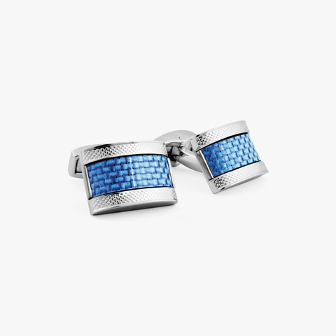 D Shape cufflinks with blue alutex in Palladium