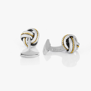 Knot Twisted Royal Cable Cufflinks in Silver and 18K Yellow Gold (UK) 3