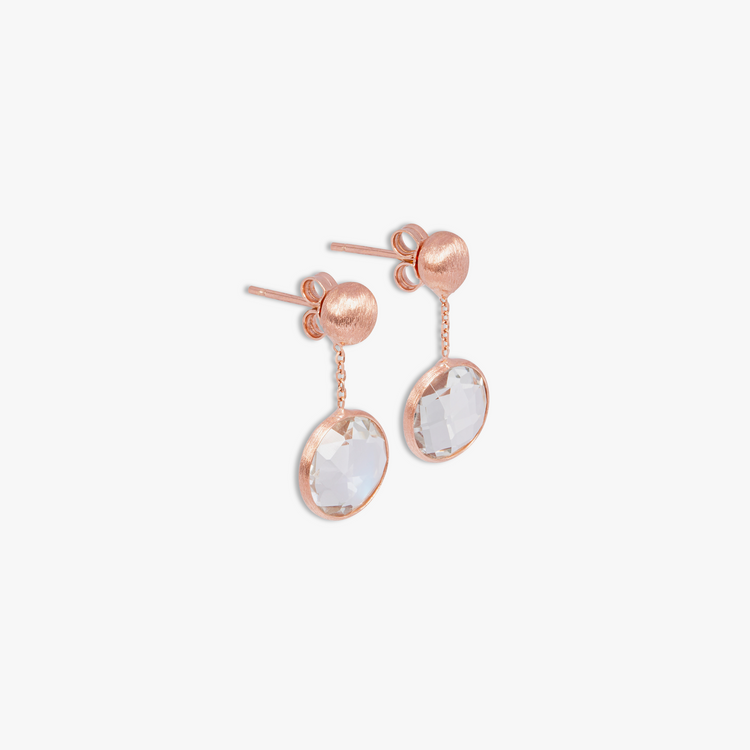 14K satin rose gold Kensington drop earrings with prasiolite