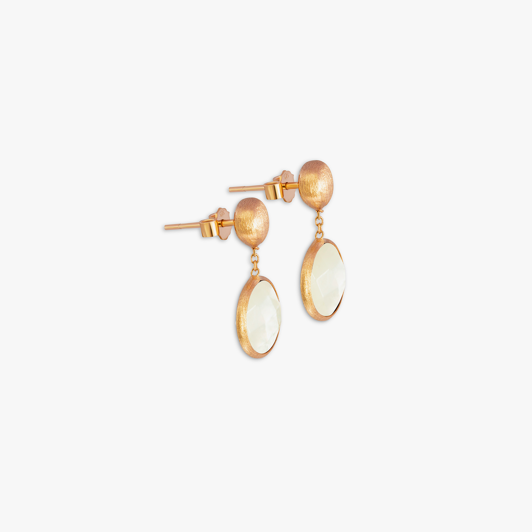 14K satin rose gold Kensington drop earrings with white mother of pear Tateossian London