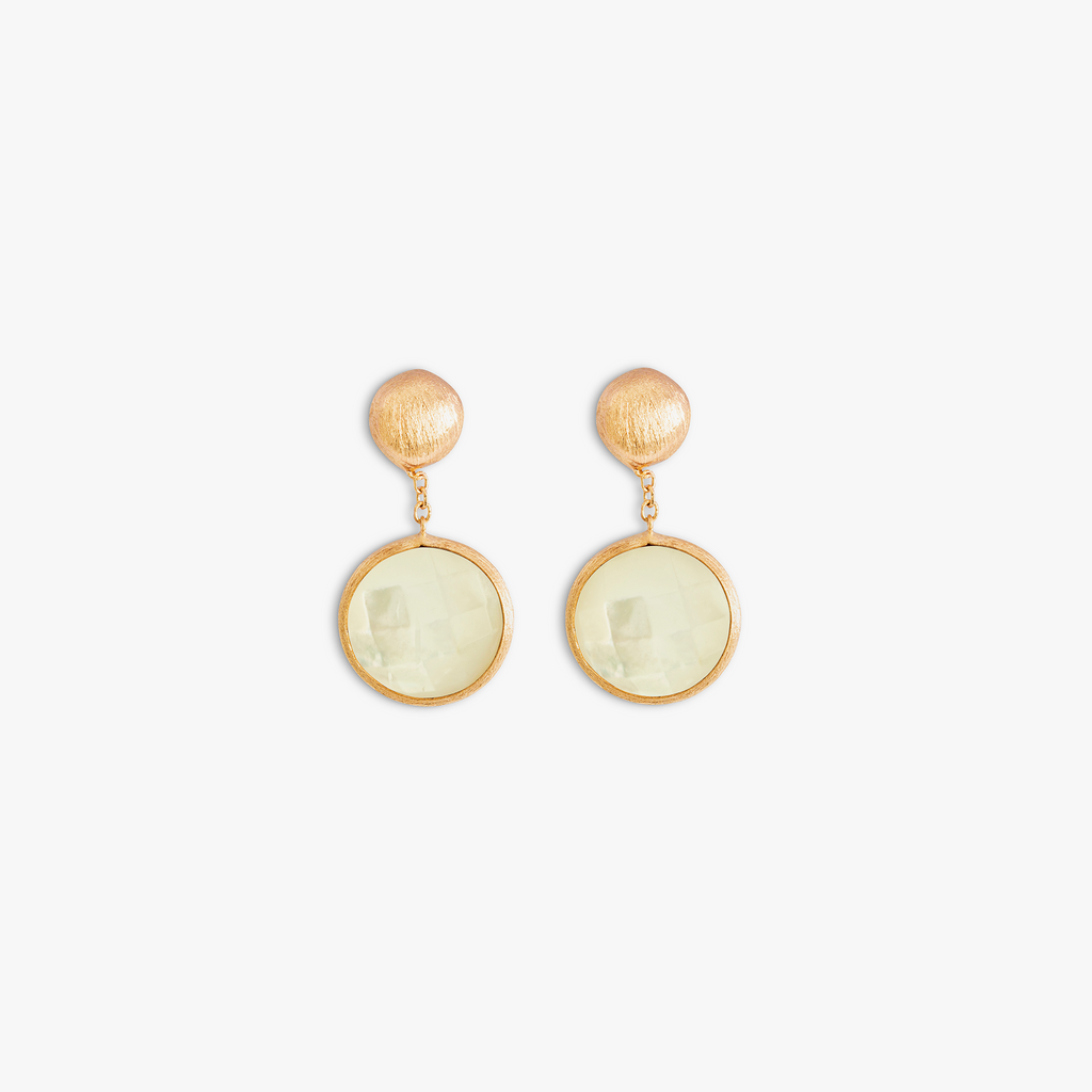 14K satin rose gold Kensington drop earrings with white mother of pear ...