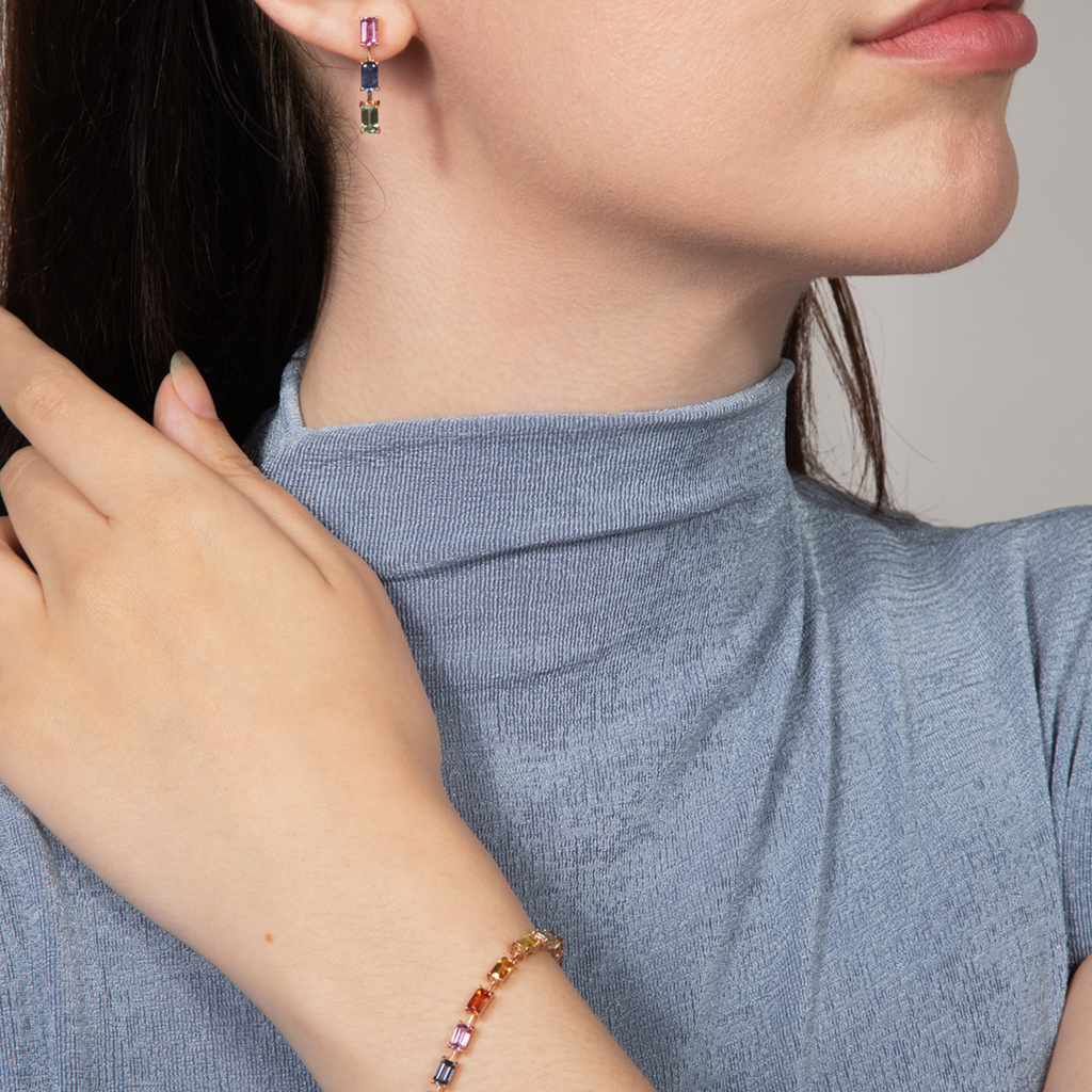 Arcobaleno Bracelet In 18K Rose Gold with Multi Colour Sapphire
