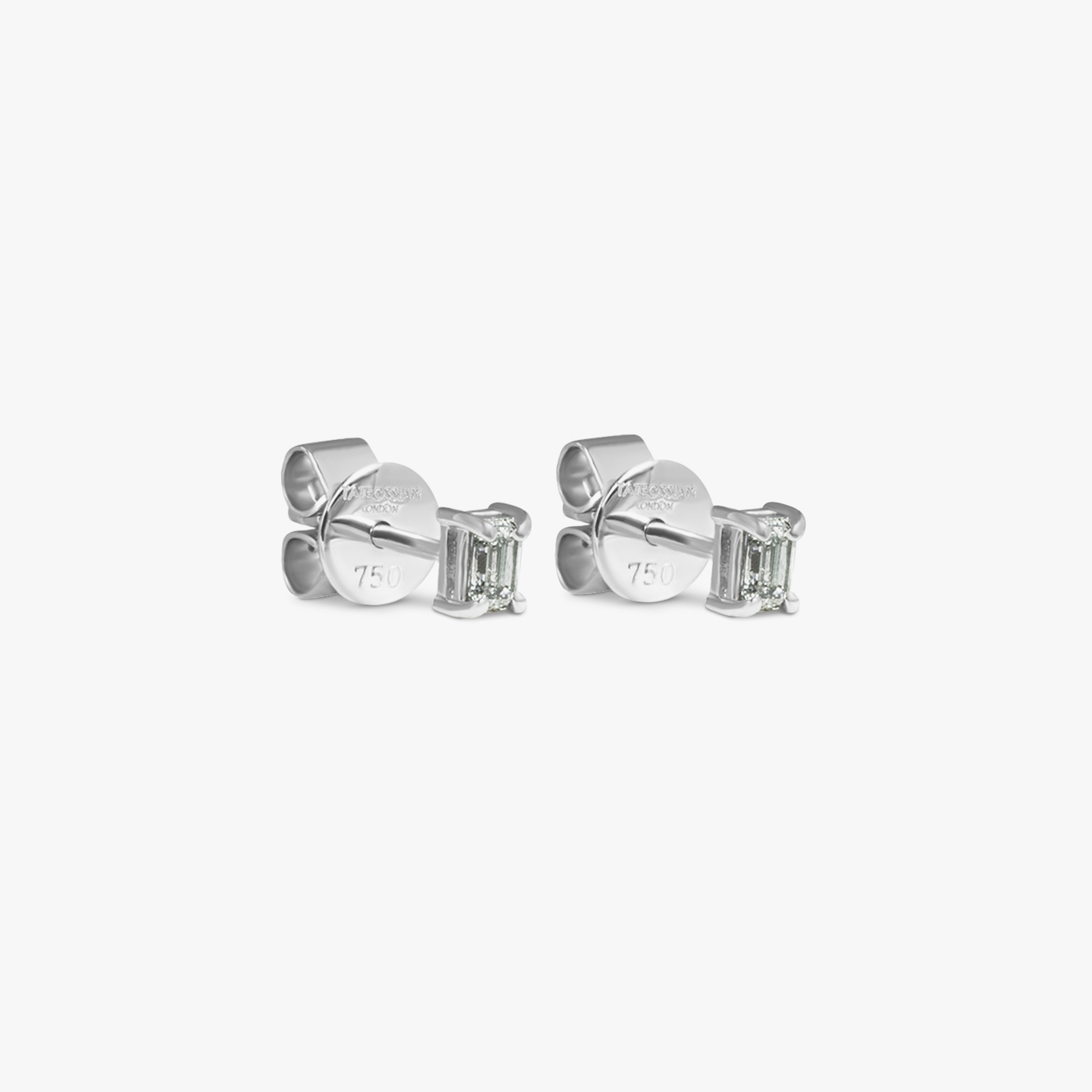 White Diamond Rectangle Studs- 18 Karat White Gold