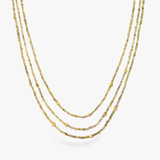 Rough yellow diamond necklace with 18k gold